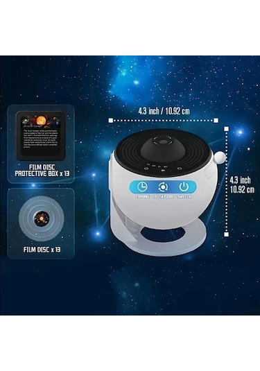 Honeybeeshop Beyaz Dynamic Globe 13 Parça Film Galaksi Projektörü Akıllı Işık 360 Dönebilir Planetaryum Led Lambası 4k Hd Ev Sineması Yatak Odası Dekorasyonu