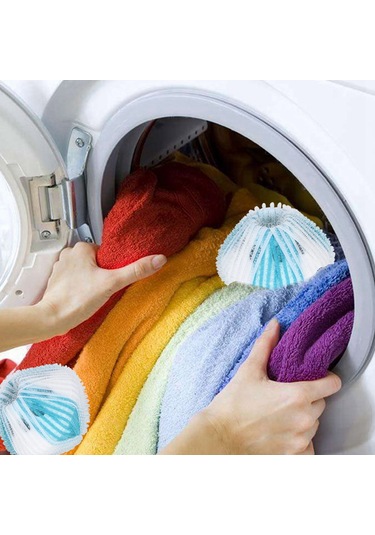 Konesam 6 Adet Mavi Beyaz Çamaşır Makinesi Tüy Ve Kumaş Topu Temizleyici Topları - Kaliteli Pp Ve Nilon Diğer