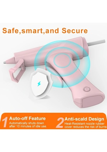 Honeybeeshop Pembe Akulu Sicak Silikon Tabancasi 3 7v Sarj Edilebilir Hizli On Isitma 10 Adet Mini Silikon Cubuk Sanat El Sanatlari Icin