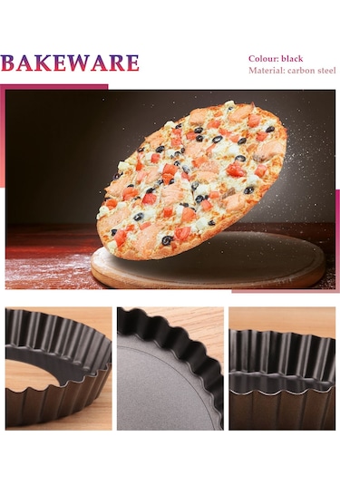 Xurunkeji Turta Kalıbı, Yapışmaz Turta Kalıbı, Yuvarlak Kiş Tart Tepsisi, Çıkarılabilir Tabanlı Pizza Tabağı, Fırın Kapları 14/20/24 Cm Siyah
