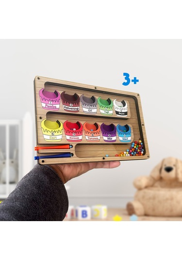 Tineke Manyetik Eğitici Renkli Sayma Ve Eşleştirme Labirenti Eğitim Oyuncağı - Ahşap Montessori Oyunu Kova