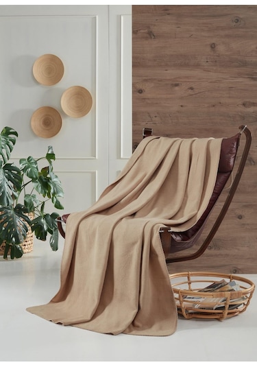 Aksu Brighton Collection Pamuklu Tv Battaniye 130x170 Bej