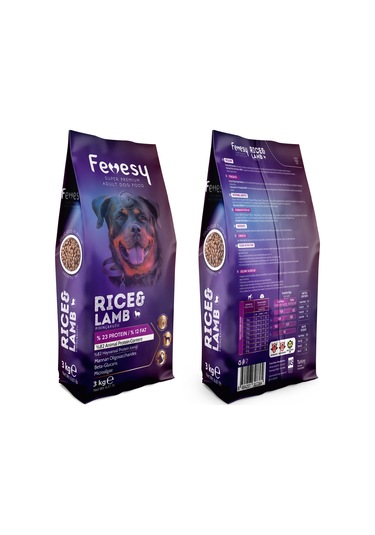 Fevesy Kuzu & Pirinçli Yetişkin Köpek Maması 3 KG