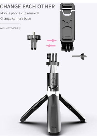 L02 100Cm Çok Fonksiyonlu Bluetooth Tripod Selfie Stick