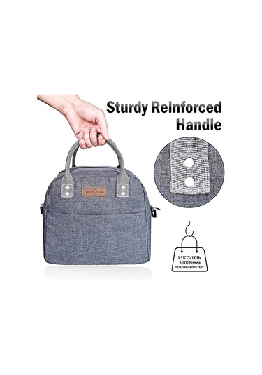 Kadınlar/erkekler/piknik/iş/okul/seyahat İçin Ayarlanabilir Çıkarılabilir Askılı Ve Cepli Büyük Yeniden Kullanılabilir Soğutucu Çanta, Gri-fd- Çok Renkli