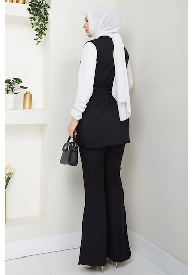 Niyar Yelek Pantolon İkili Takım 1530 - Siyah Siyah