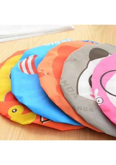 Beyaz Çocuk Karikatür Sevimli Hayvan Baskı Duş Başlığı Banyo Salonu Su Geçirmez Saç Şapka Beyaz