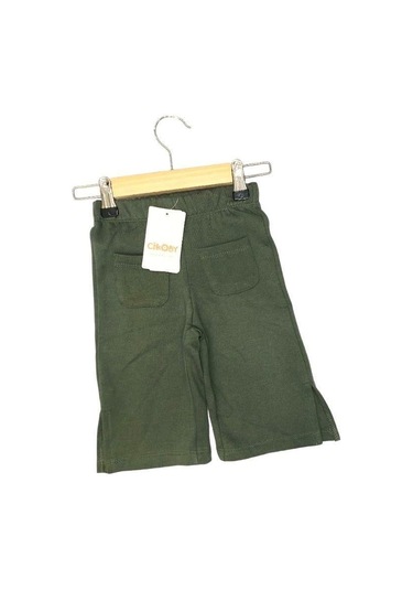 Çikoby Kız Bebek Yırtmaçlı Örme Pantolon-13578 Haki