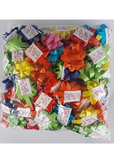 100 Adet Renkli Yapışkanlı Hediye Paketi Süsü