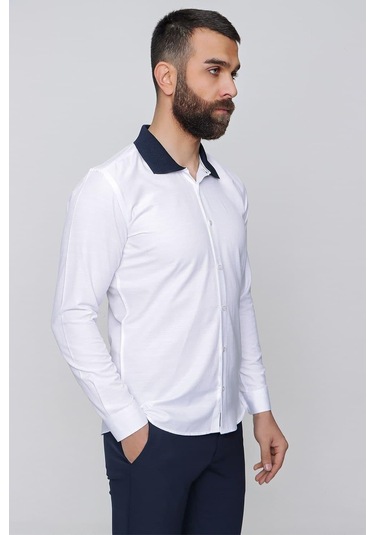 G 1491 Slim Fit Beyaz Spor Gömlek Beyaz
