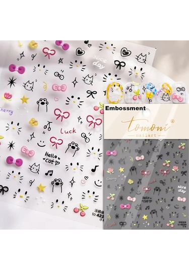 Pembe Saydam Şeftali Jöle Doku 5d Yumuşak Kabartmalı Kabartmalar Kendinden Yapışkanlı Nail Art Etiketler Sevimli Meyve 3d Manikür Çıkartmaları Sky Blue