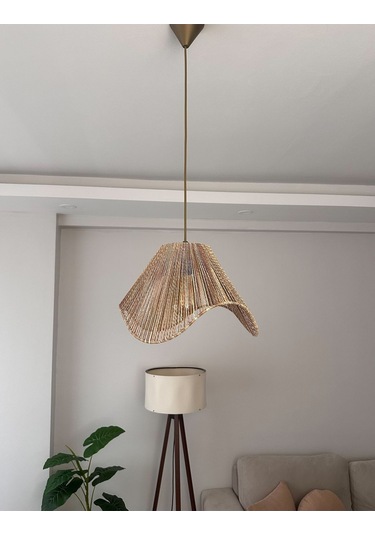 Hasır El Yapımı Bohem Asimetrik Şekilli Rustik Avize - Çok Renkli Çok Renkli