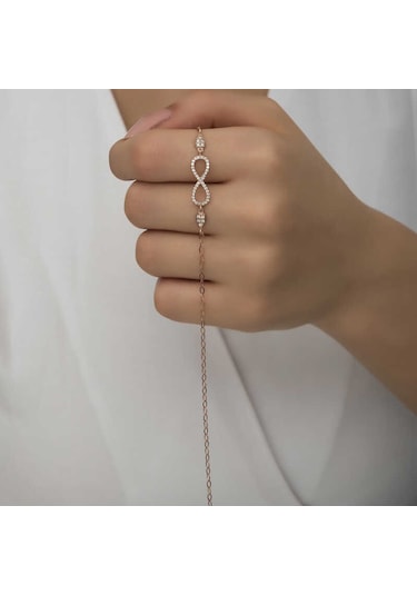 925 Ayar Gümüş Rose Sonsuzluk Kadın Bileklik Gümüş - Rose