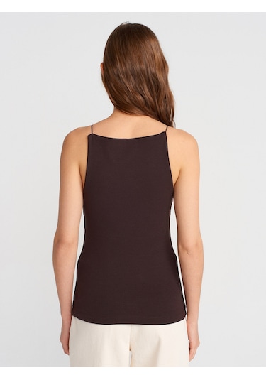 Dilvin 21020 Halter Yaka Top-koyu Kahve Koyu Kahve