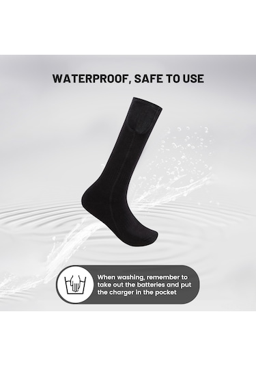Youmex Unisex Elektrikli Isıtmalı Spor Çorap - Sıcaklık Kontrollü, Şarjlı, Uzun Bilekli, Isı Sağlama, Sıcak Ayak Koruma - Siyah, Tek Boyut Siyah