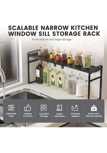 Trendooze Gaojunshop01 Beyaz Ekstra Geniş Mutfak Tezgahı Rafı Genişletilebilir Baharatlık Ev Dekorasyonu Beyaz