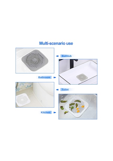Wezone Silikon Topaklanma Engelleme Su Depolama Kapağı, Saç Ve Gıda Tespit Edici, Ev Ofis Mutfak Banyo, 4 Adet Gri Diğer