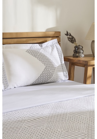 Kaşmir Home Flavo %100 Pamuk Çift Kişilik Nevresim Takımı Gri Gri