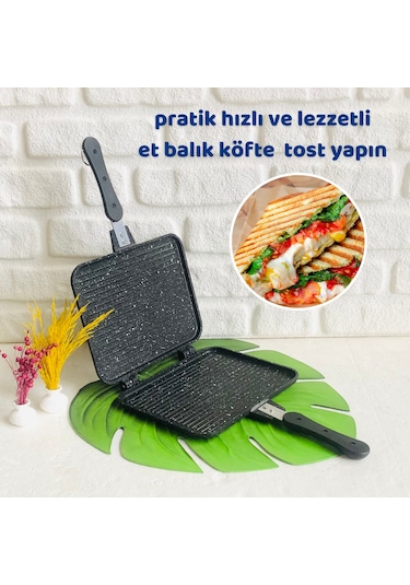 Meşeler Granit Döküm El Tost ve Çok Amaçlı Grill Tava 26 CM Siyah