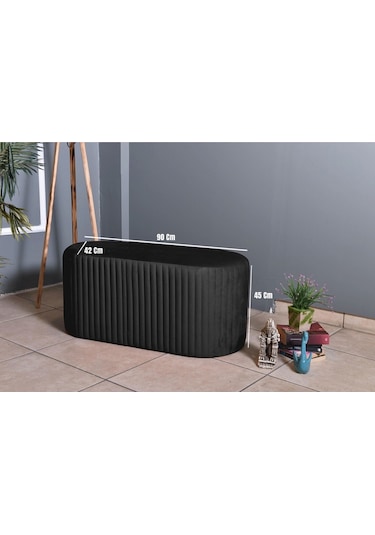 Velluto Lungo Puf-antrasit 90 Cm Kapitoneli Uzun&oval Puf&bench&koltuk&pofuduk Makyaj Puff