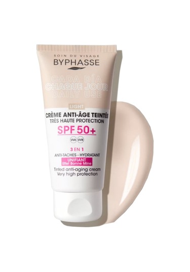 Byphasse Anti-Aging 3'ü 1 Arada Renkli Güneş Kremi Light SPF50+ 50 ML