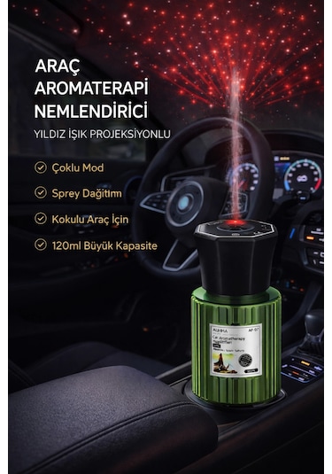 Auhma Af-07 Şarjlı Araç İçi Nemlendirici & Aromaterapi Difüzörü - Yıldız Projeksiyonlu, 120ml
