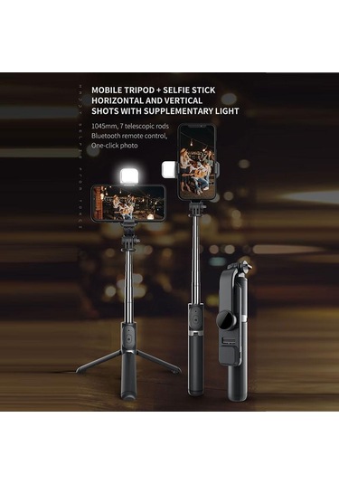 Kablosuz Bluetooth Selfie Sopa Katlanabilir Monopod Dolgu Işığı Deklanşör Uzaktan Kumanda Iphone Xiaomi Huawei İos Uyumlu Android İçin Wıth Light