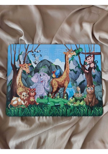 Ahşap Çocuk Puzzle Safari 108 Parça Mobilya