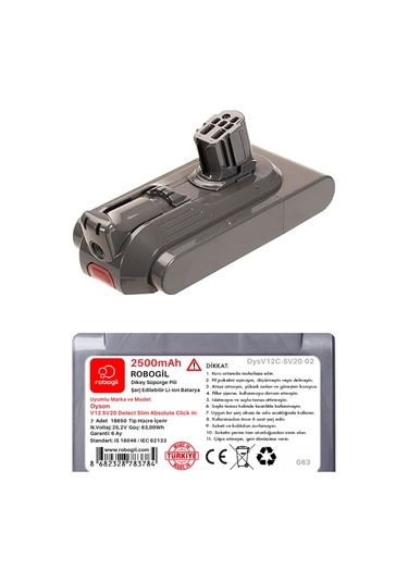 V12c Sv20 Detect Slim Absolute Click-ın2500mah Uyumlu Pil Paketi / Bataryası Dysv12c-sv20-02