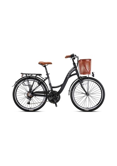 Geroni 24j  Tourer 21v Vb Şehir Bisikleti - Mat Siyah Gri Kahve - 40 Kadro Gri - Siyah