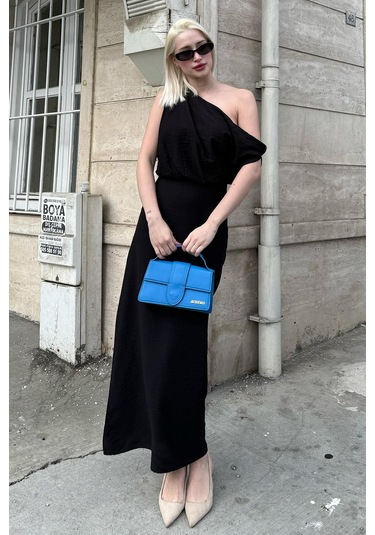 Madmext Madmext Siyah Düşük Omuz Elbise Mg2349 Siyah