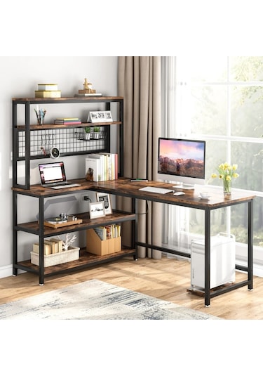 Ters Çevrilebilir L Şeklinde Masa Ceviz - Ceviz