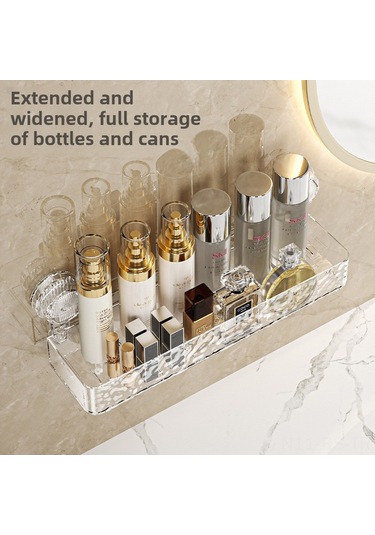 Reedark Banyo Dalgalı Desenli Süctionlı Rahat Kurulum Duvarlı Depolama Rafı - Gri Diğer