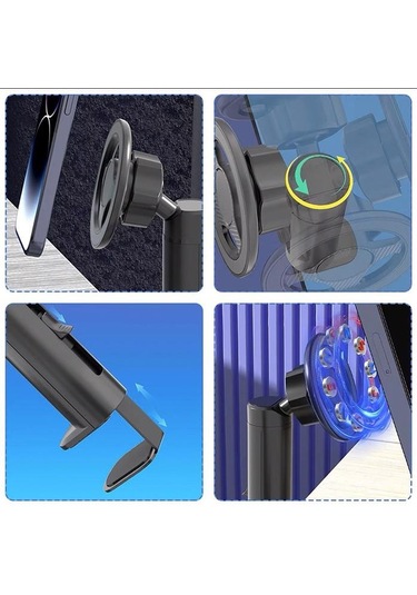 Zhltools Magsafe Uyumlu Masa Koltuk Klipsli Manyetik Telefon Tutucu Siyah