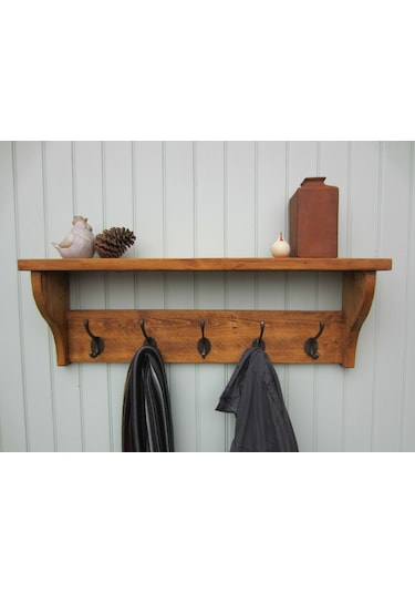 Halevia Ahşap Rustik Duvar Askılık. Meşe