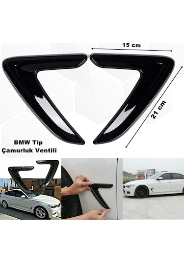 Bmw Tip Araç Çamurluk Ventili Piano Black Full Esnek Model Sağ - Sol 2 Adet Ventil 1. Kalite-