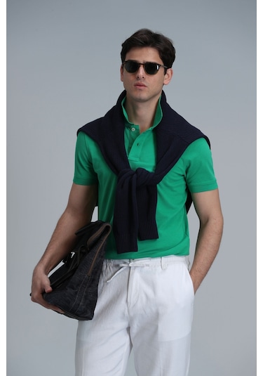 Lufian Erkek Polo Yaka T Shirt 111040164 Açık Yeşil