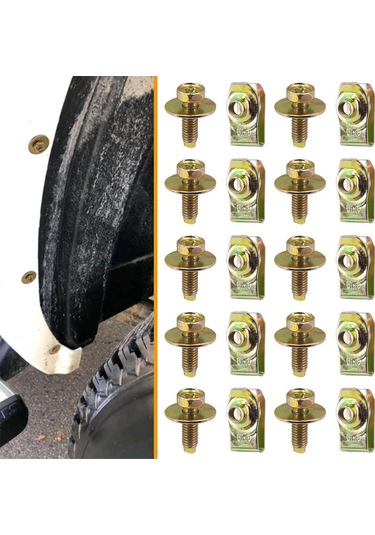 Anjiexun 20x Gövde Cıvataları U-somunları Klipsler Motor Alt Kapağı