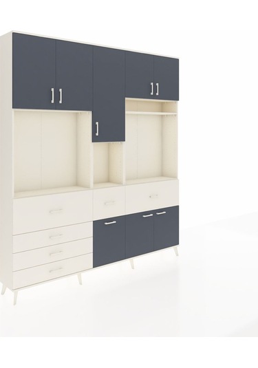Arges Dolap 10 Raflı 6 Çekmeceli 8 Kapaklı 220x30x243 Aytaşı-antrasit/aytaşı Antrasıt/aytası