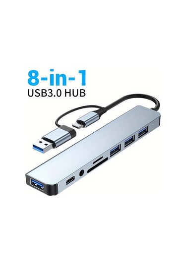 Tongdashop 8 Li 1 Usb 30 Type C Docking Istasyonu 5gbps Veri Aktarım Macbook Uyumlu Hp