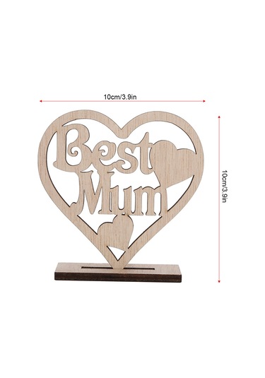 Vkemall Ahşap Kalp Figürü - En İyi Anne Hediyesi, Açık Desenli, Doğum Günü/mother's Day Hatıra Dekorasyonu