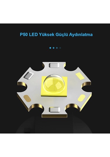 3000 Lümen Güçlü El Feneri Wt-600 Açık Gri