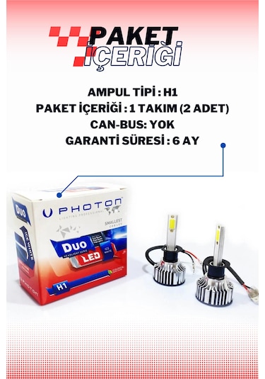 Photon Duo H1 Şimşek Etkili 12v Led Xenon Far Ampulü Seti