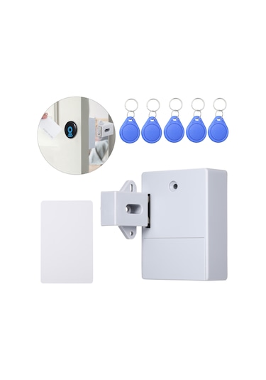 Yunboo Gri Rfıd Gizli Dolap Kilit - 5 Anahtar Dıy Elektronik Kilit, Ahşap Dolap/çekmece/gömlekçilik İçin, Kart/tag/bileklik Erişimi Pil Yok Diğer