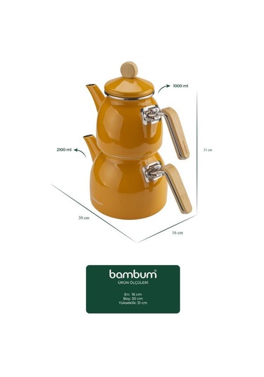 Sultan - Bambu Kulplu Çaydanlık Takımı Hardal Diğer