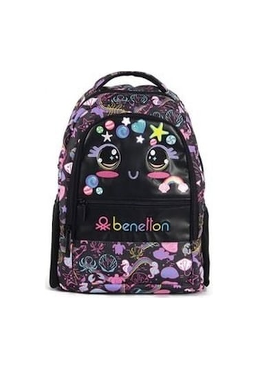 Benetton Siyah Renkli Sırt Çantası-03686 Çok Renkli