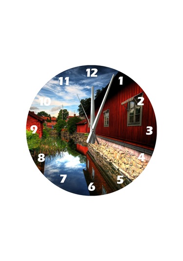 Ti-play Şehrin Ortasında Nehir 30x30cm Akrilik Dekoratif Modern Duvar Saati ÇOk Renkli