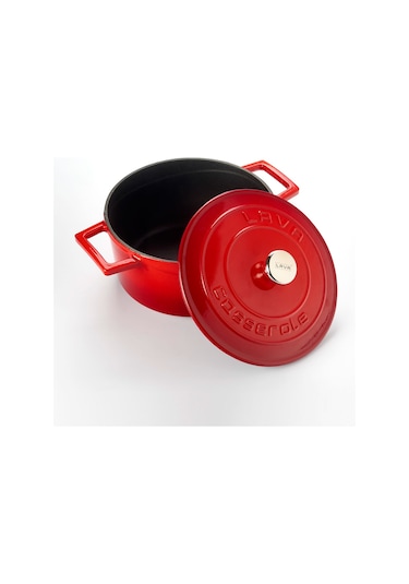 Lava Döküm Yuvarlak Tencere Çap 20 cm - Folk  Mavi