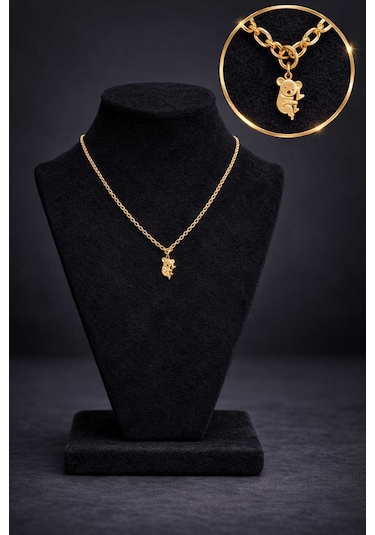 Minimal Koala Figürlü Gold Kolye