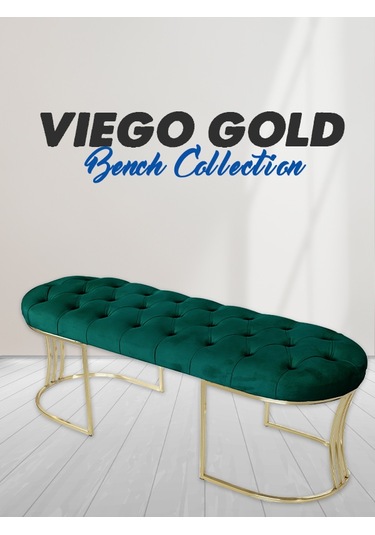 VİEGO GOLD YEŞİL-Kapitoneli Model Puf&Bench&Koltuk-Oturak-Uzun Makyaj Puff-Yatak Odası Ucu&Önü